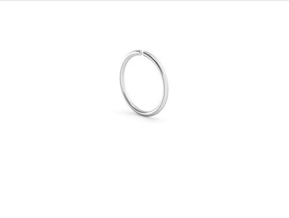 Alluring Body Solid 18k White Gold Nose Ring Hoop Body Jewelry EXCELLENT